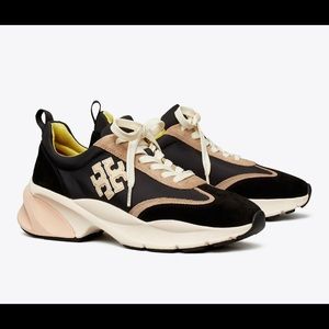 Tory Burch Good Luck trainer sneaker BLACK/CREAM size 6.5 us